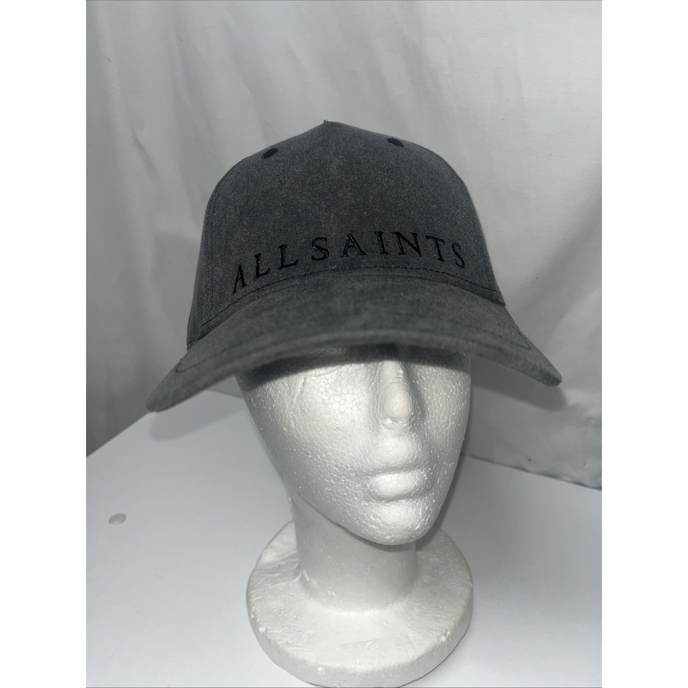 AllSaints Hat Men's Adjustable Cap One Size‎ 100% Cotton Washed Black Logo NWT